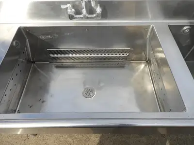 Used Duke Used 3 Compartment Stainless Steel Commercial Sink with Twist Drains and X-Stream Wash - SS18 Sinks Illinois US | Falcon Restaurant Supply #1376484