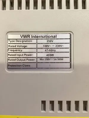 VWR 250V Electrophoresis Power Source ; 115/230V input