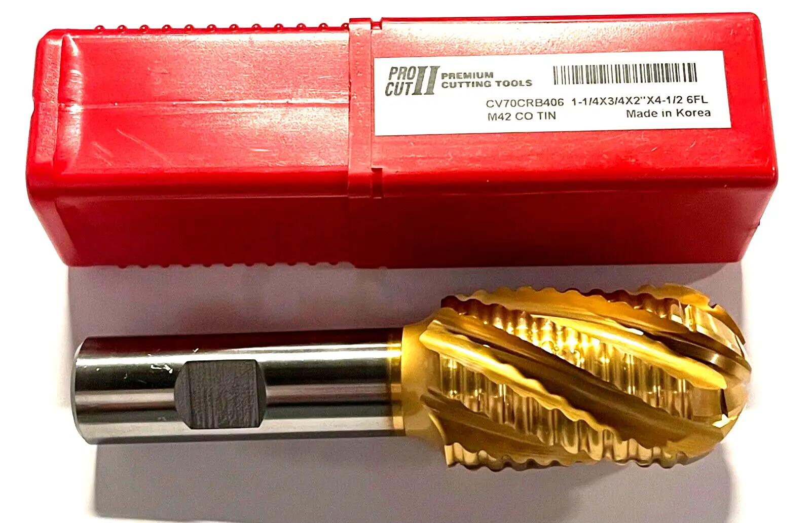 ProCut 1-1/4" Cobalt M42 Roughing End Mill Ball Nosed Tin Coating 6 Flute Coarse