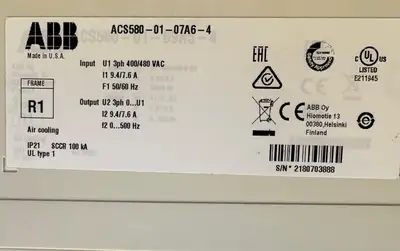 USED ABB Acs580-01-07a6-4