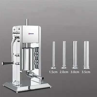 7 lbs/3 kg Stainless Steel Vertical Gear Drive Manual Sausage Stuffer