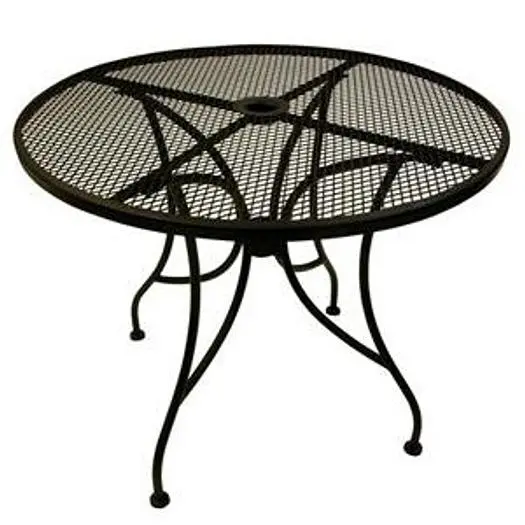 ROUND MESH TOP OUTDOOR TABLE WITH UMBRELLA HOLE