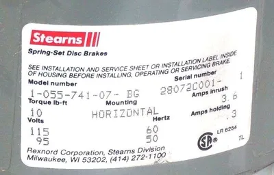 NEW STEARNS 105574107BG BRAKE ASSY STD
