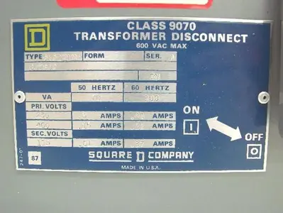 USED SQUARE D 9070-SK5271M