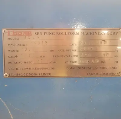 11,000 LBS X 51" SEN FUNG MODEL #UC4A MOTORIZED COIL REEL UNCOILER & COIL CAR: STOCK #23646