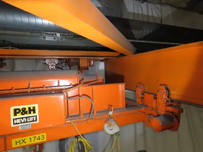 Cleveland Tramrail P&H 12 Ton Double Girder Underhung Bridge Crane 45' Span