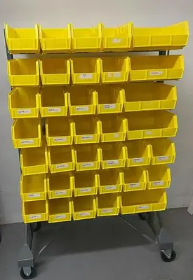 Stackable bin organizer on wheels 36''x23''x59''h