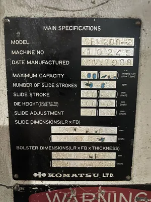 USED 1988 KOMATSU PRESSES KOMATSU OBW200-2 PRESS