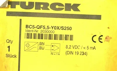 NEW TURCK BC5-QF5,5-YOX/S250 PROXIMITY SENSOR 2030000 BC5QF55YOXS250