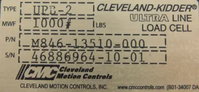 NEW CLEVELAND MOTION CONTROLS M846-13510-000 LOAD CELL 1000# UPB-2 M84613510000