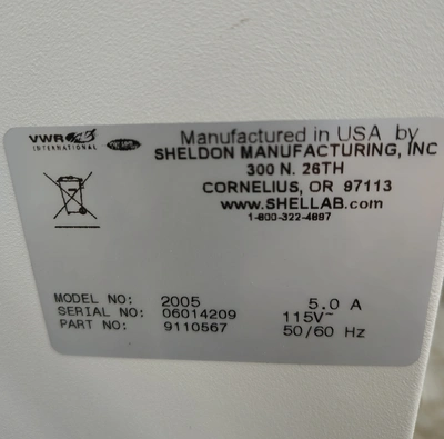 Used VWR VWR SHELDON MODEL 2005 (PART # 9110567) Incubators California US | Biotech Equipment Sales #1464516