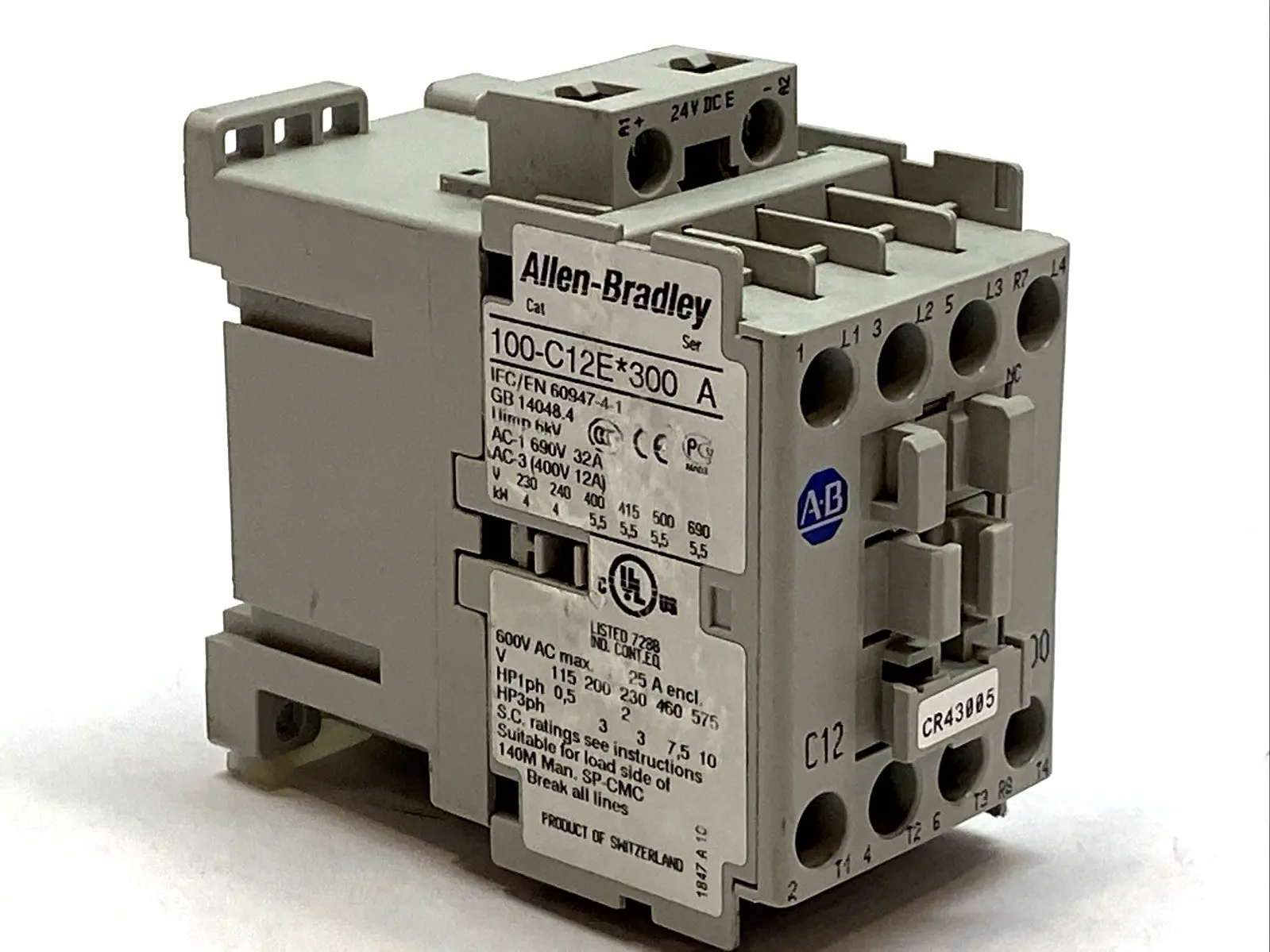 USED ALLEN-BRADLEY SER. A CONTACTOR 12A 4-POLE