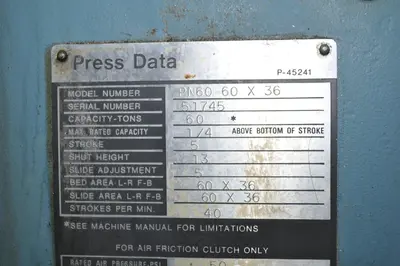 60 TON NIAGARA SSDC PRESS