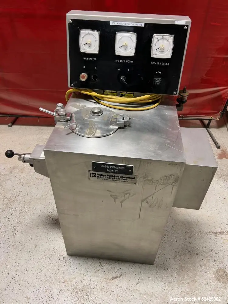 Used Baker Perkins High Shear Mixer/Granulator – 10 Liter | Variable Speed to 3000 RPM | Lab or Pilot Scale