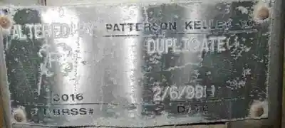 USED PATTERSON-KELLEY NOT APPLICABLE