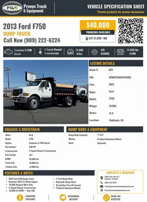 Used 2013 FORD 48 INCH FORK ATTACHMENT, F750 Dump trucks California US | Lillo Machinery #1543390