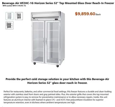 Used BEVERAGE AIR HF2HC-1G Freezers Georgia US | Southeast Equipment Sales #1457385