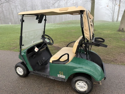 (1) 2017 E-Z-Go golf cart with a Kawasaki gas engine, model 625111G01, includes canopy, ball cover, ...