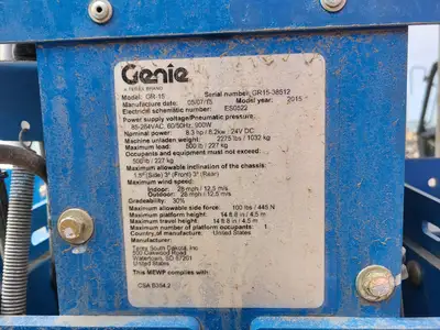 USED 2015 GENIE GR-15