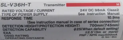 USED KEYENCE SL-V36H-T LIGHT CURTAIN TRANSMITTER SLV36HT
