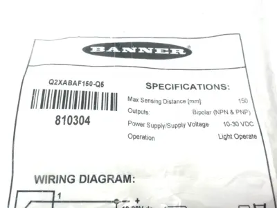 USED BANNER ENGINEERING ADJUSTABLE FIELD SENSOR OUTPUT: LO (LIGHT OPERATE) 810304