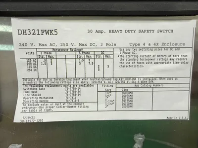 Used EATON DH321FWK5 Disconnects Ohio US | HGR 24 #1284752