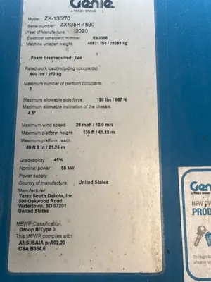 2020 GENIE ZX-135/70 Telescopic Boom Lifts | JYC EQUIPMENT (3)