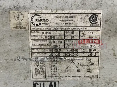 Transformer 30KVA 3 Phase 60HZ Primary 480. Sec 380Y/220