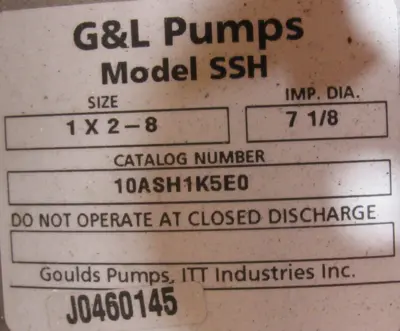 NEW GOULDS 10ASH1K5E0 PUMP 7.5HP 208-230/460V JMM3709T