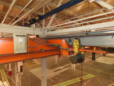 Cleveland Tramrail P&H 15 Ton Double Girder Underhung Bridge Crane 34' 10" Span