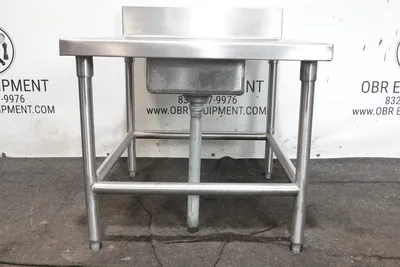 36”x30” STAINLESS STEEL ONE COMPARTMENT COMMERCIAL PREP SINK WITH BACKSPLASH