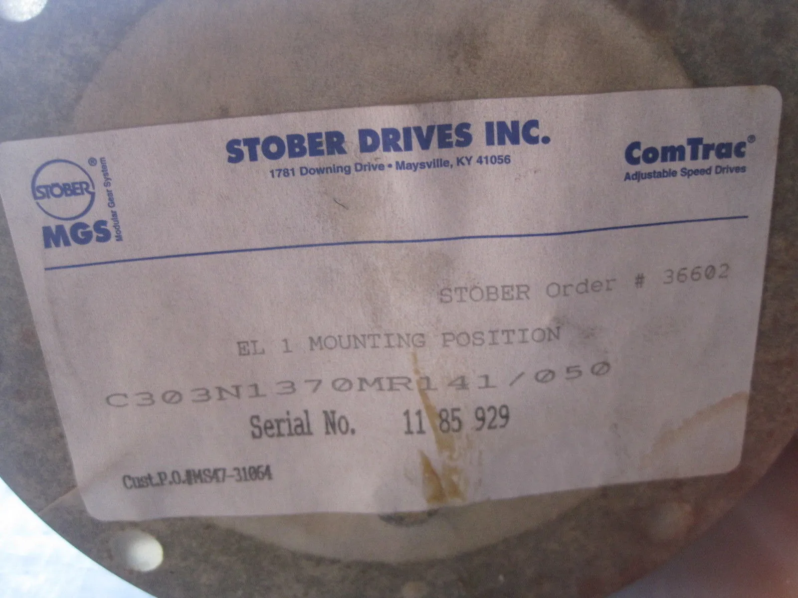 NEW STOBER DRIVES INC. C303N1370MR141/050 GEAR REDUCER