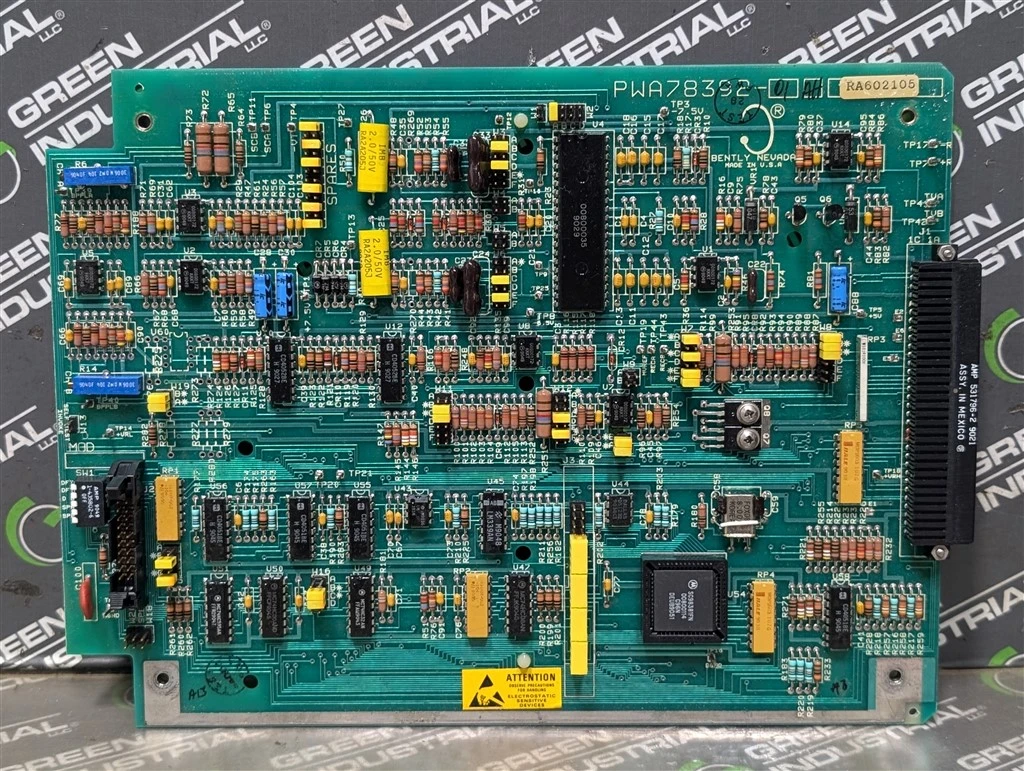 Bently Nevada PWA78392-01 Dual Vibration Monitor Main Board 3300/16 Rev AH Used