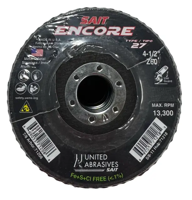 United Abrasives 4-1/2" x 7/8" Flap Discs 60 Grit Zirconia 10 Pack