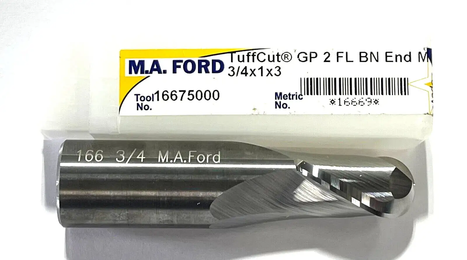 M.A. Ford 3/4" Carbide Ball Nose End Mill 2 Flute TuffCut General Purpose 16669