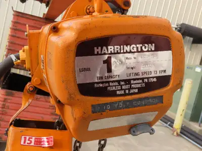 Harrington 1 Ton Single Girder Underhung Bridge Crane 17' Span w/Chain Hoist