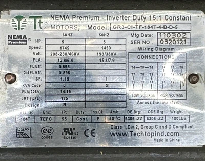NEW Techtop GR3-CI-TF-184T-4-B-D-5