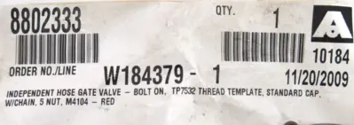 NEW AFC 222H FIRE HOSE VALVE 2-1/2" 25HGS W184379-1 8802333
