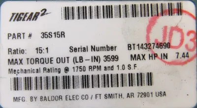 NEW BALDOR 35S15R GEAR REDUCER 15:1