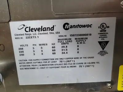 Cleveland 22CET3.1 Steamchef 3 Pan Electric Countertop Steamer