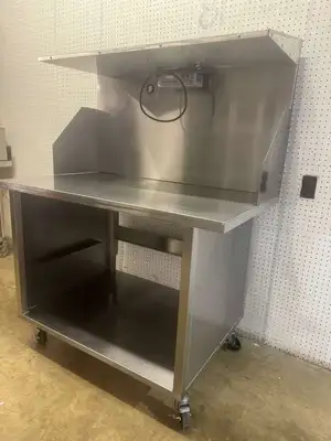 Used Marshall Used 48" Stainless Table with Marshall 176050-2 Heated Over Shelf - 120V Food Prep Tables Illinois US | Falcon Restaurant Supply #1374784