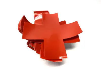 USED SAFETYTAC SQUARED X'S RED FLOOR MARKING STICKER 6" X 6" X 2" LOT OF 22
