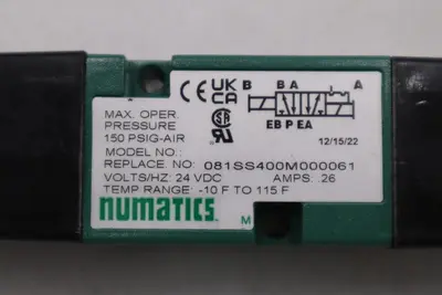 NUMATICS 081SS400M000061 PNEUMATIC SOLENOID VALVE 26A 150PSI STOCK H1511