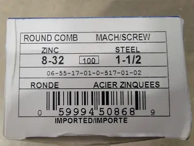8-32 x 1" Round Combination Machine Screw (Box of 100)