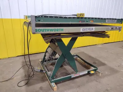 3000 LB X 72" X 48" SOUTHWORTH MODEL #LS4-36 HYDRAULIC SCISSOR LIFT TABLE WITH ROTATING,110V SINGLE PHASE: STOCK #20938