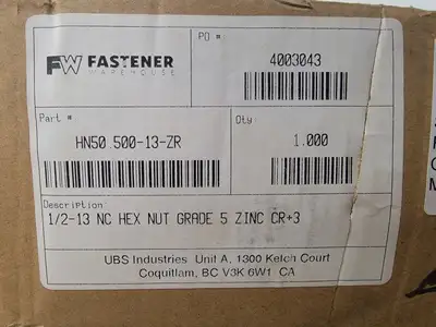 NEW FASTENER WAREHOUSE HN50 500-13-ZR