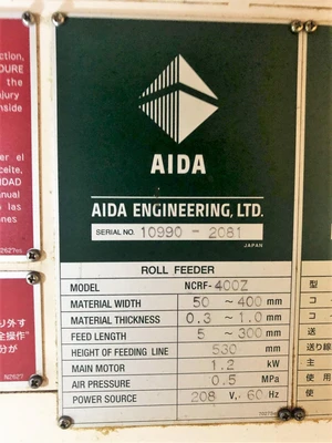 USED AIDA PRESSES NCRF-400Z
