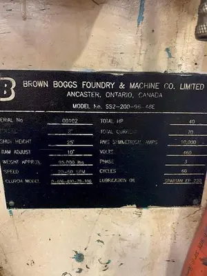 USED 1999 BROWN & BOGGS SS2-200-96-48E
