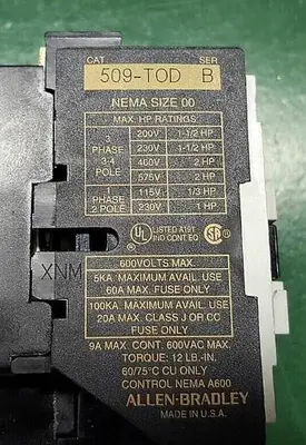 Used ALLEN BRADLEY 509-TOD Misc Electrical & Power Parts Wisconsin US | Lemke Machinery Sales #313338