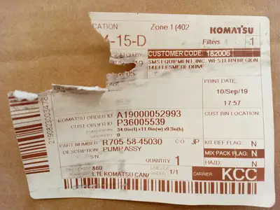 New | in-Stock KOMATSU R705-58-45030 Construction Equipment Parts British Columbia CA | Lenmark #1440456